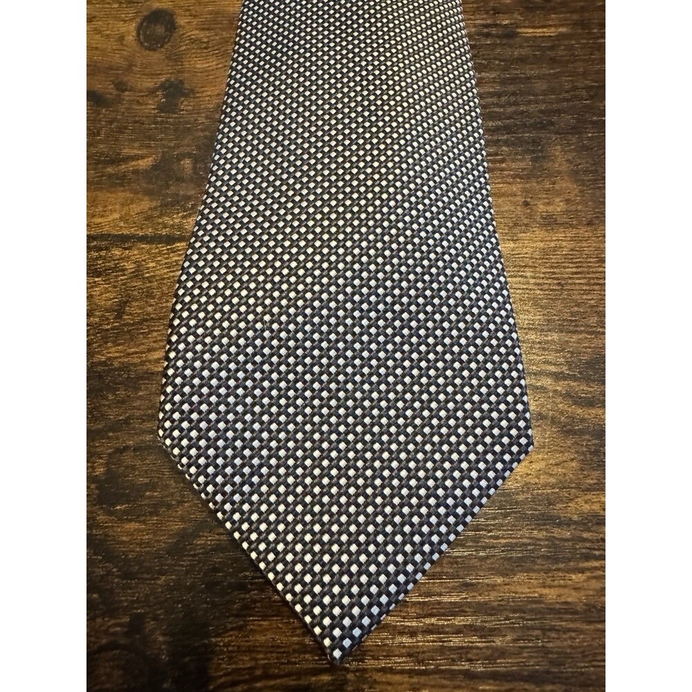 Tommy Hilfiger Men's Lowell Micro Geo Silk Tie Navy Black Check Geometric tie